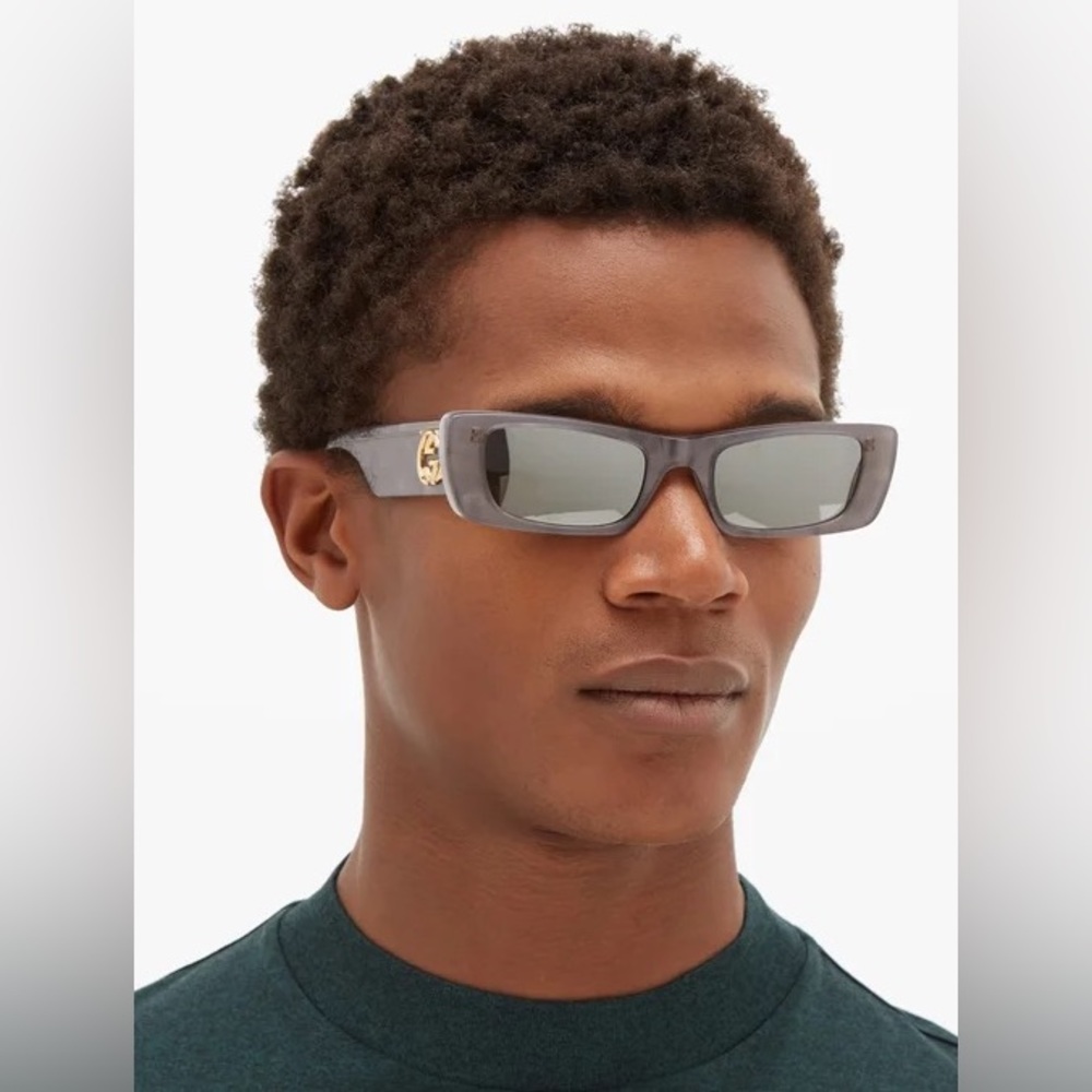 New 🔥🔥GUCCI Acetate Rectangular GG0516S Sunglasses Grey Gold
